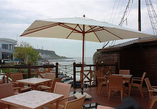 Сонцезахисний парасольку - тент "ПРАГА" 3х4м, з дерев’яною основою для кафе та ресторану, тераси