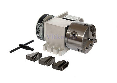 Поворотна вісь 100мм 6:1 К11 Nema23 3-кулачковий патрон, на ремені