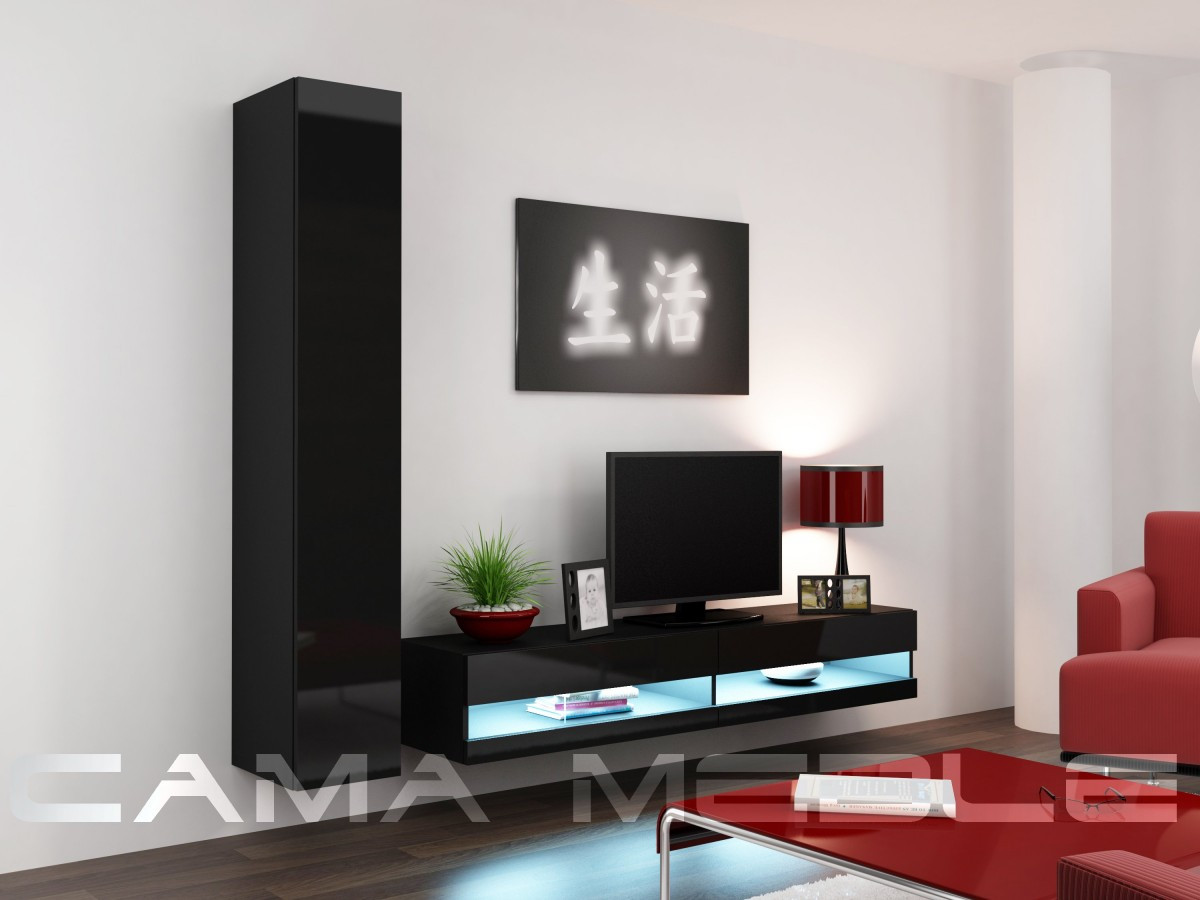 Вітальня Vigo NEW 9 Cama чорний/чорний глянець, фото 1