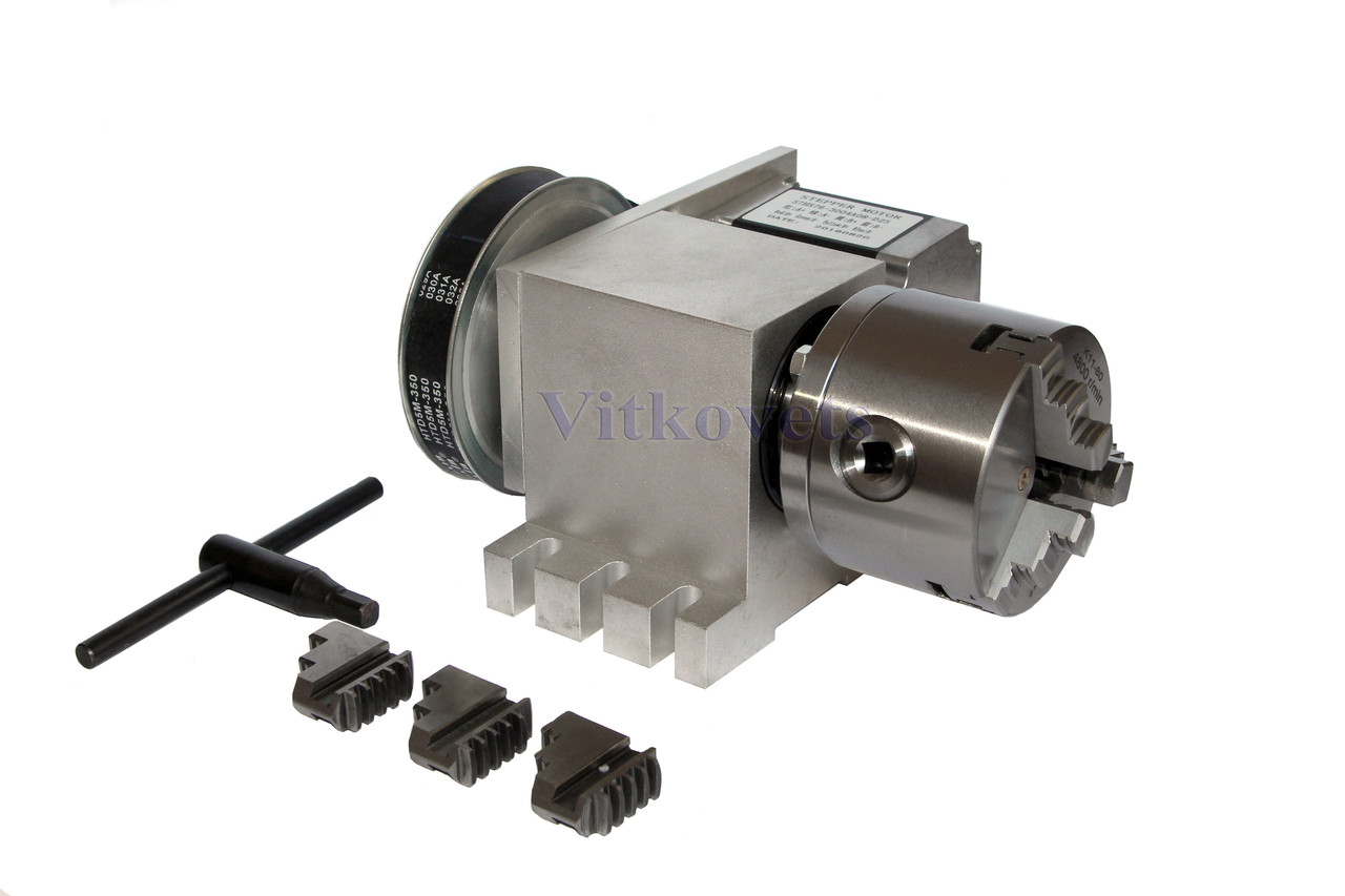 Поворотна вісь 80мм 6:1 К11 Nema23 3-кулачковий патрон, на ремені