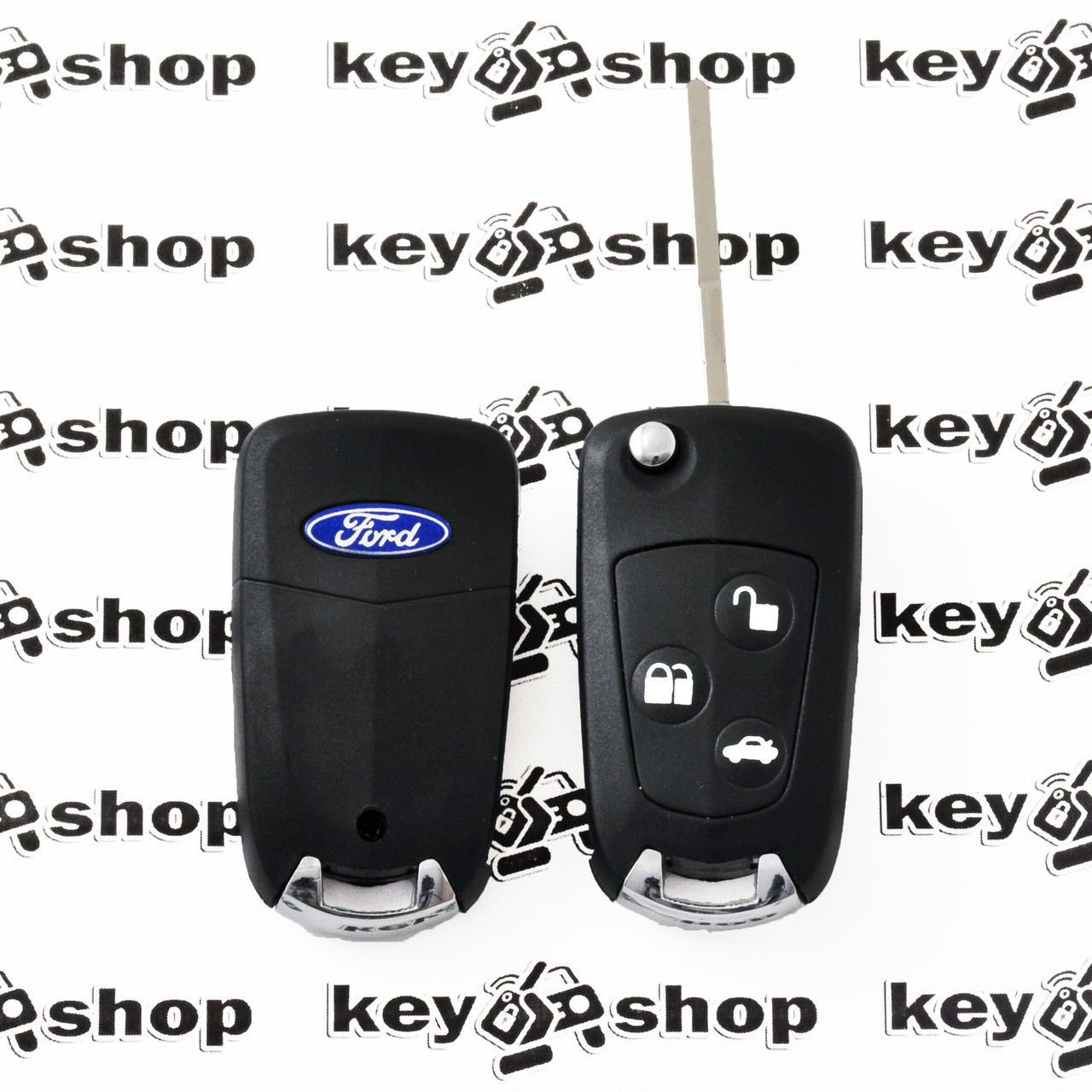 Корпус викидного ключа для Ford Focus, Fiesta (Форд Фокус, Фієста), 3 — кнопки, під переділку, лезо HU101
