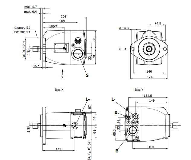 Регульовані насосы Bosch Rexroth A1VO - фото 2 - id-p557231359