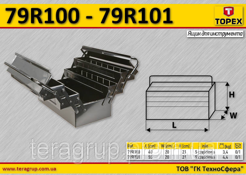 Ящик для инструмента 5 секций, TOPEX 79R101 - фото 1 - id-p14876739