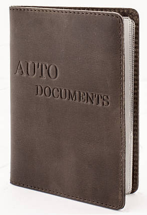 Обкладинка для посвідчення документів VIP (антик оливковий) тиснення "AUTO DOCUMENTS", фото 2