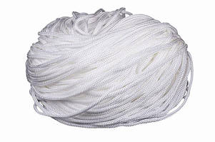 Шнур для одягу круглий білий колір 5мм (уп 100м) 5-07