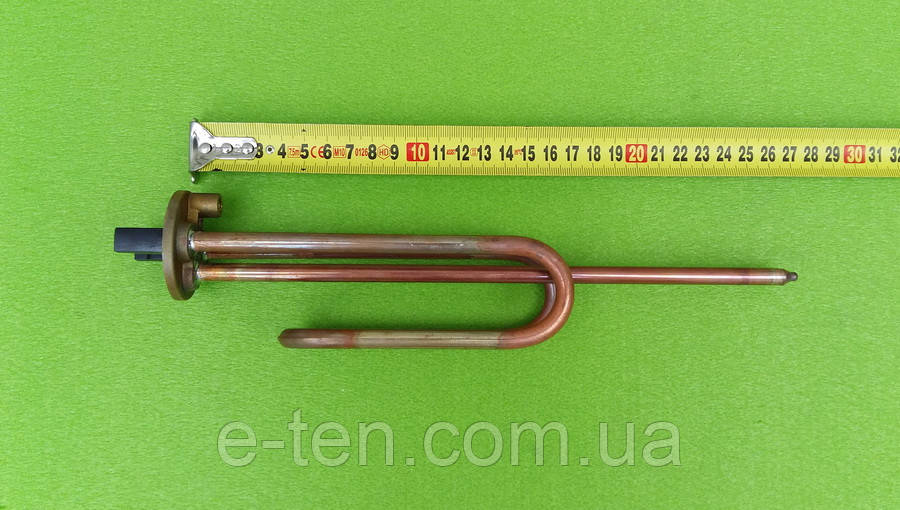 Тен мідний гнутий 2000W для бойлера (на фланці Ø48мм), з місцем під анод М6 (Китай), фото 1