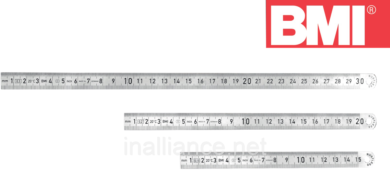 Лінійка з нержавіючої сталі 250 мм 2 клас точності BMI 962025040