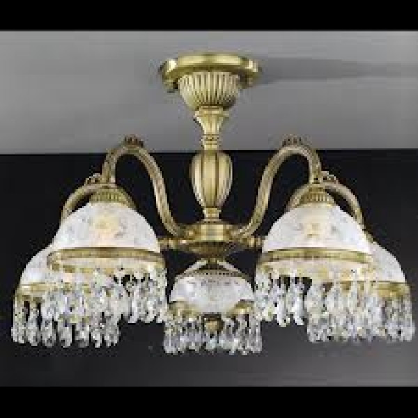 Стельовий світильник RECCAGNI ANGELO PL 6220/5 бронза/скло/кришталь