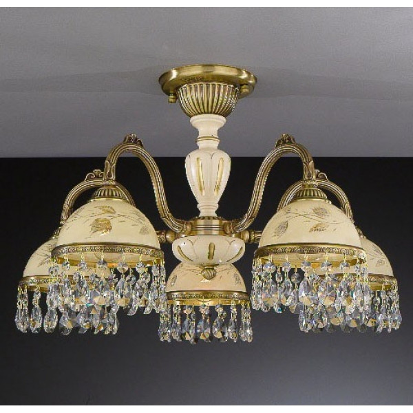 Стельовий світильник RECCAGNI ANGELO PL 6826/5 бронза/скло/дерево/кришталь