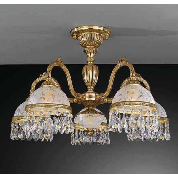 Стельовий світильник RECCAGNI ANGELO PL 6320/5 золото/скло/кришталь