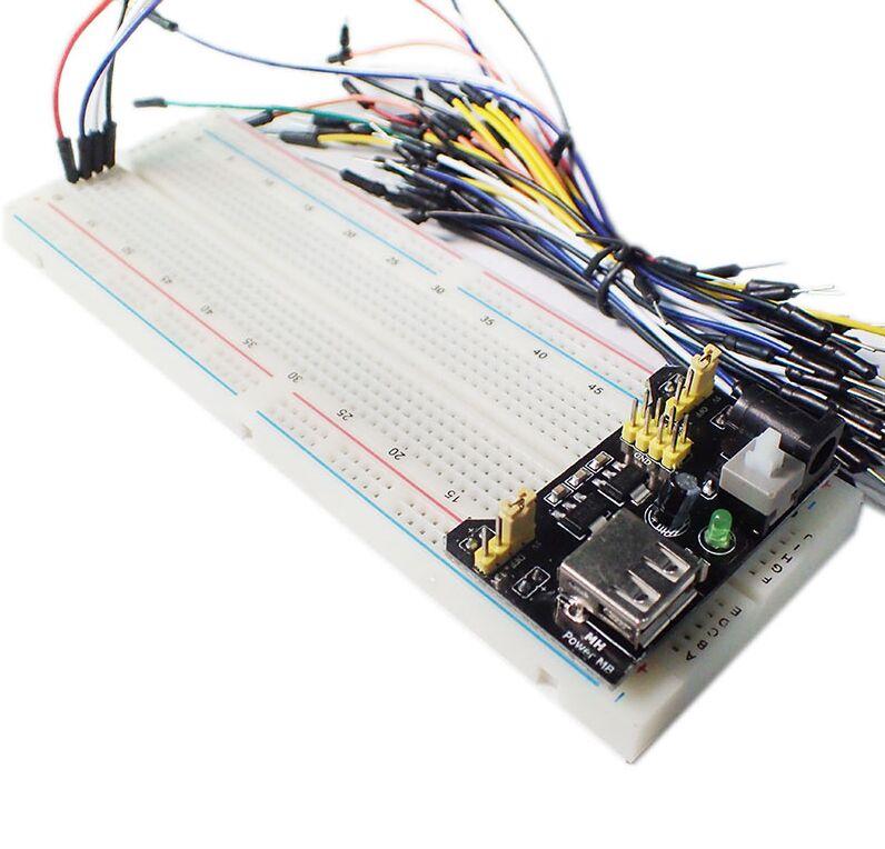 Комплект для моделювання PCB макетна монтажна плата MB-102 + модуль живлення + джемпери, фото 1