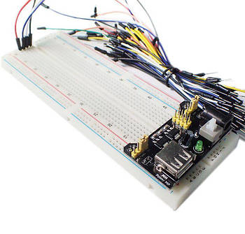 Комплект для моделювання PCB макетна монтажна плата MB-102 + модуль живлення + джемпери