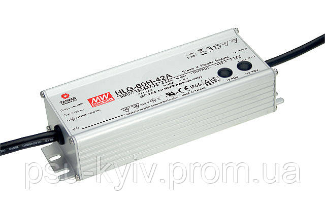 Блок живлення Mean Well HLG-60H-15A Драйвер для світлодіодів (LED) 60 Вт, 15 В, 4 А (AC/DC Перетворювач)
