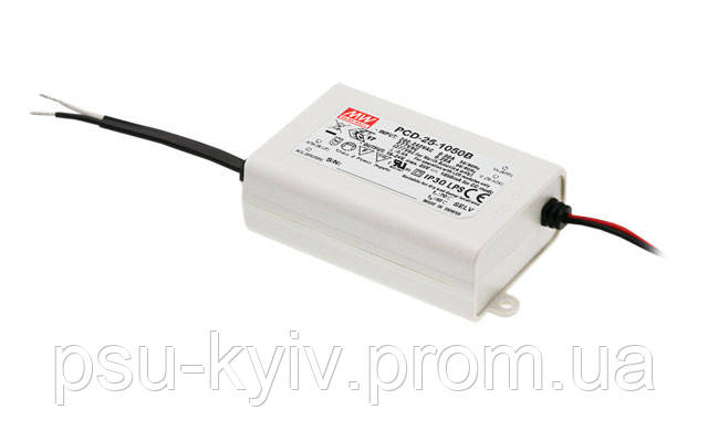 Блок живлення Mean Well PCD-25-350B Драйвер для світлодіодів (LED) 20.3 Вт, 40~58 В, 350 мА (AC/DC Перетворювач)
