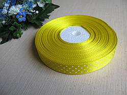 Стрічка в горох 1,5 см колір — жовтий