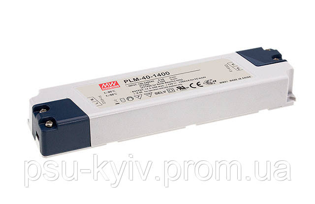 Блок живлення Mean Well PLM-40-1400 Драйвер для світлодіодів (LED) 40.6 Вт, 15~29 В, 1.4 А (AC/DC Перетворювач)