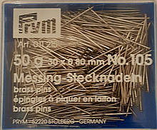 Булавки портновські швейні No105 30х0, 80 мм. 50 грамів паковання. Сріблястого кольору PRYM Німеччина