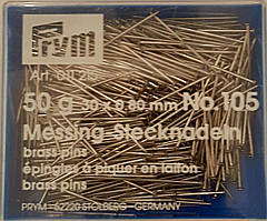 Булавки портновські швейні No105 30х0, 80 мм. 50 г  PRYM Німеччина колір сріблястий сталь