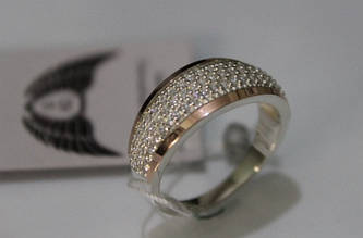Серебряное кольцо с золотыми вставками 0022