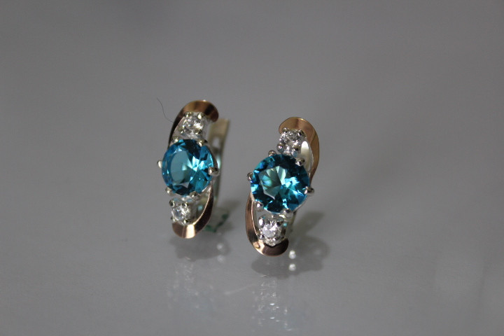 Серебряные серьги с золотыми пластинами, фото 1