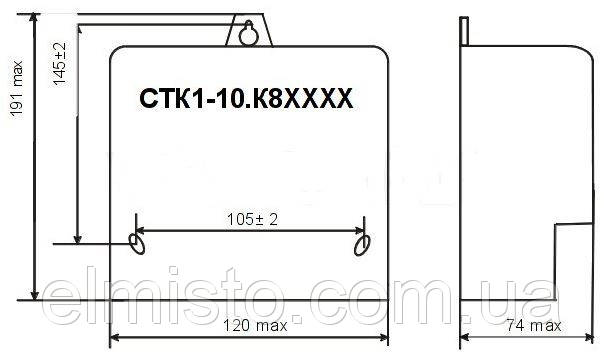 Габаритный чертеж электросчетчика CTK1-10.K82I4Ztm-R2
