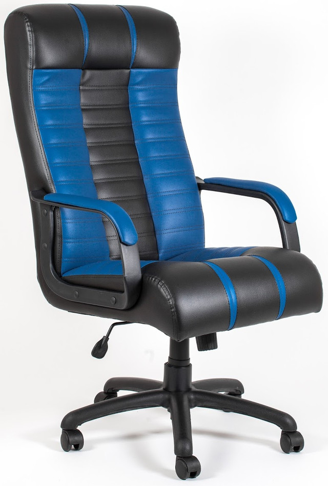 Кресло Атлант Пластик черное с синими вставками