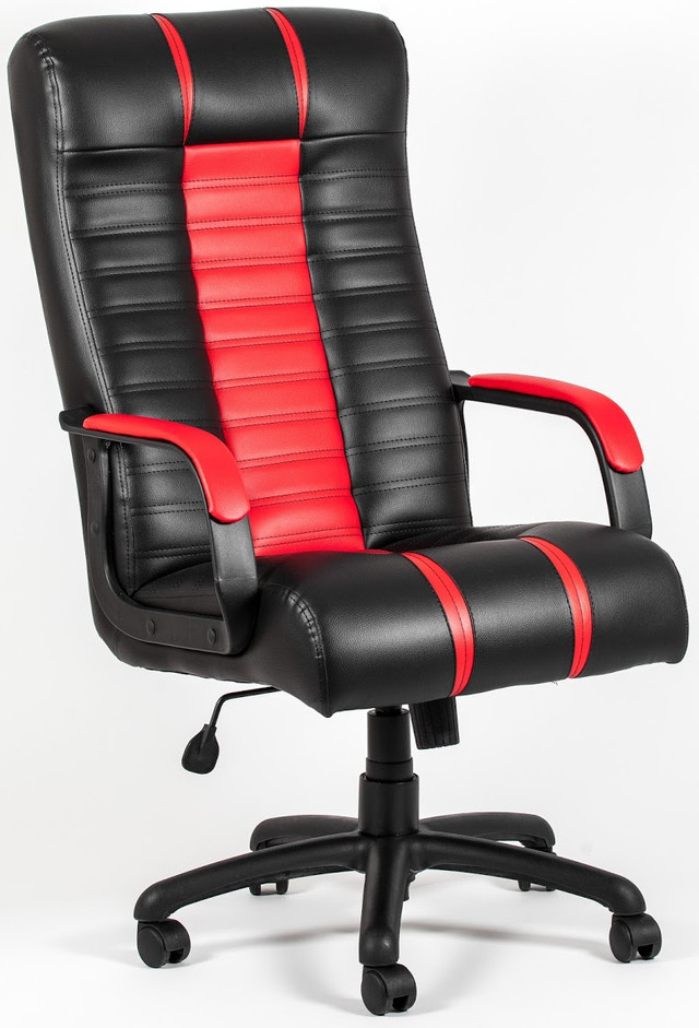 Кресло Атлант Пластик черное с красными вставками