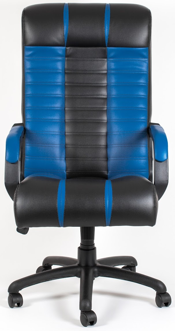 Кресло Атлант Пластик черное с синими вставками (фото 2)