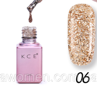 Гель-лак KCE з блискітками 6 мл No 6