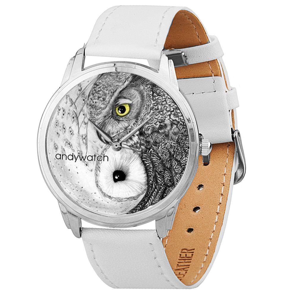 Наручные часы AndyWatch Совы инь-янь white подарок - фото 1 - id-p65973649