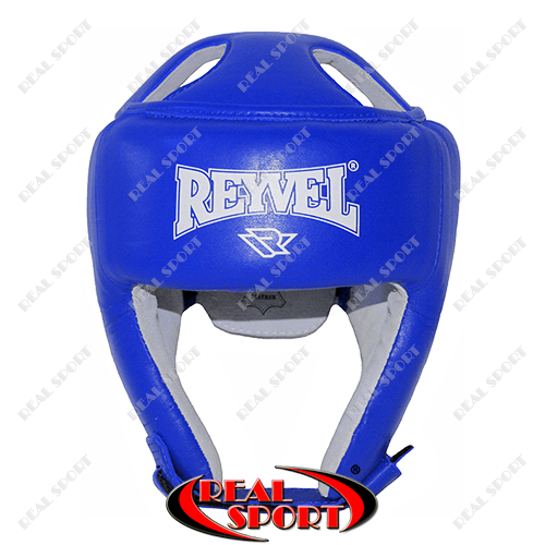 Шолом боксерський Reyvel шкіряний з печаткою FBU BK030026-B (р-р M-L, синій)