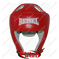 Шлем боксерский Reyvel кожаный с печатью FBU BK030027-R (р-р M-L, красный)