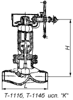 Клапан запорный проходной сальниковый Т-111б Ду100 Ру100