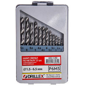 Набор сверл по металлу Р6М5 13шт. 1,5-6,5мм Drillex НСВ1306