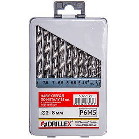 Набор сверл по металлу Р6М5 13шт. 2,0-8,0мм Drillex НСВ1308