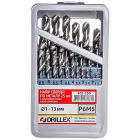 Набор сверл по металлу Р6М5 25шт. 1,0-13,0мм Drillex НСВ2513