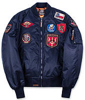 Мужской бомбер Top Gun MA-1 Nylon Bomber Jacket with Patches TGJ1540P (Navy)