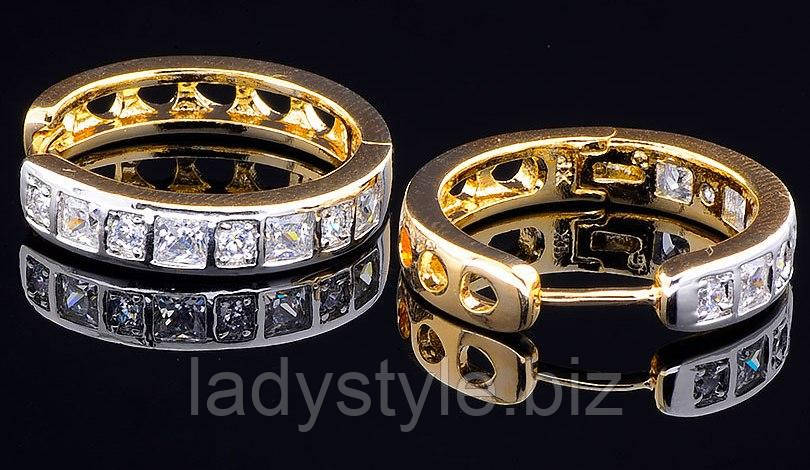 Позолочені сережки з білими фіанітом "Сонечко" від студії LadyStyle.Biz