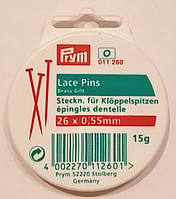 Булавки швейні портновські латунні No103 26х0,55 мм 15 грамів колір мідно-золоті. PRYM Німеччи