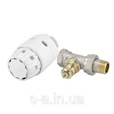 Комплект: клапан із термостатичною головкою для рада. прямий Danfoss