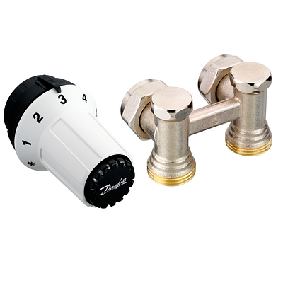 Комплект для нижнього під'єднання (бінокль) кутовий Danfoss