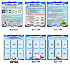 Кабінет трудового навчання - стенди в голубом кольорі