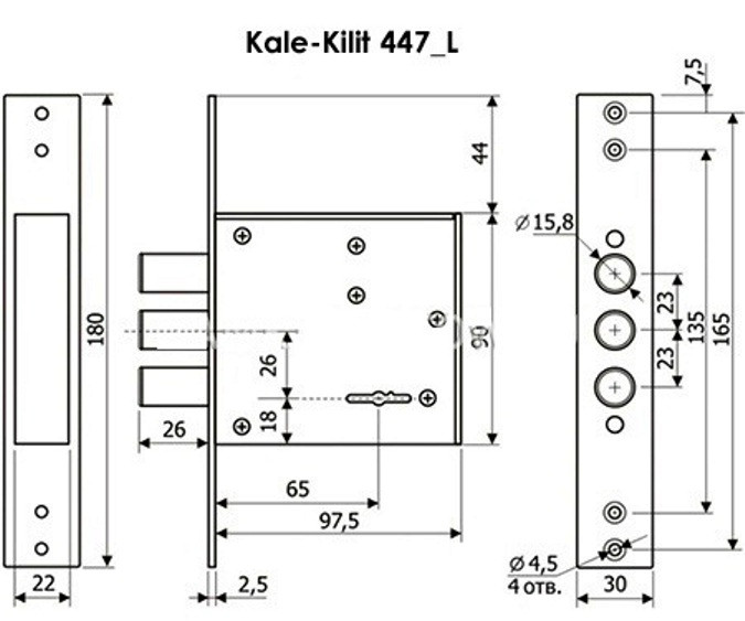 Замок врезной Kale 447L (Турция) - фото 3 - id-p558497584