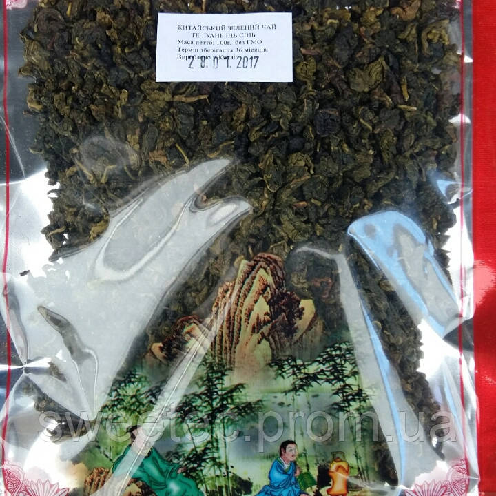 Китайский зеленый чай Те Гуань Инь Синь высший сорт в оригинальной упаковке 100 грамм - фото 1 - id-p558530638