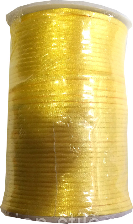 Шнур атласный желтый (3мм толщ)100м в рулоне) - фото 1 - id-p316007715