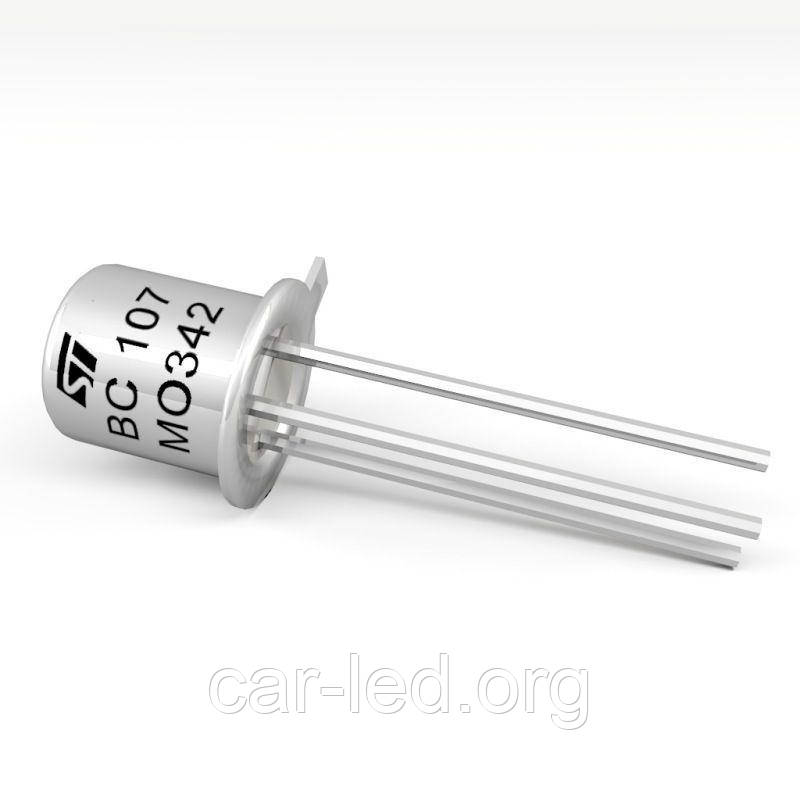 BC107C транзистор NPN (45V; 0.2А; 0,6W; 300MHz; h21=200-450) TO18, фото 1