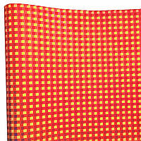 Подарочная бумага ретро "Клетка крупная" (54) желтые на красном