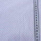 Тканина Шпильки з дрібної рожевої точечкой 2 мм на білому фоні, ширина 150 см, фото 2