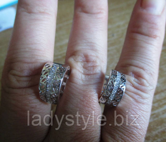 Серебристые Серьги с белыми фианитами от студии LadyStyle.Biz серьги кольца купить фианиты подарок украшения юбилей новый год