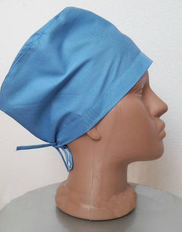 Універсальна медична шапочка на зав'язках, коттон блакитний, 58, фото 2